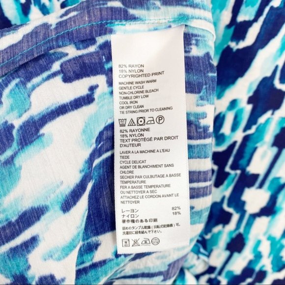 Tommy Bahama | Watercolour Print Button Front Shirt Dress Roll Tab Sleeve Size S - Picture 9 of 9